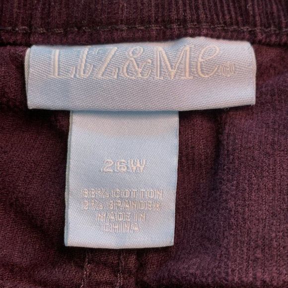 Liz & Me size 26W plus stretch Corduroy Pants in Berry 1918 Straight Leg Relaxed - Picture 7 of 9